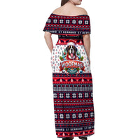 Saint Bernard Merry Woofmas Off Shoulder Maxi Dress Christmas Dog Art Style - Wonder Print Shop