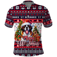 Saint Bernard Merry Woofmas Polo Shirt Christmas Dog Art Style - Wonder Print Shop