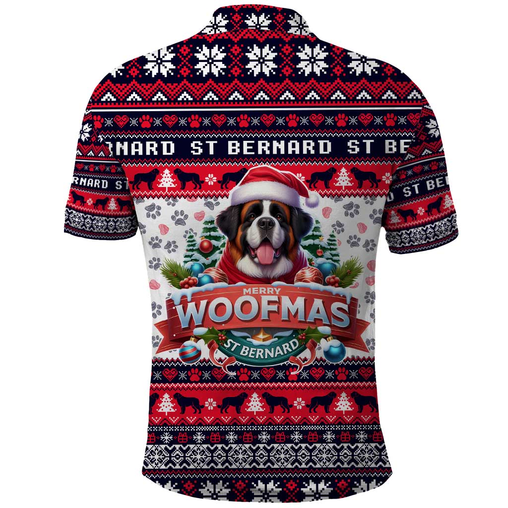 Saint Bernard Merry Woofmas Polo Shirt Christmas Dog Art Style - Wonder Print Shop