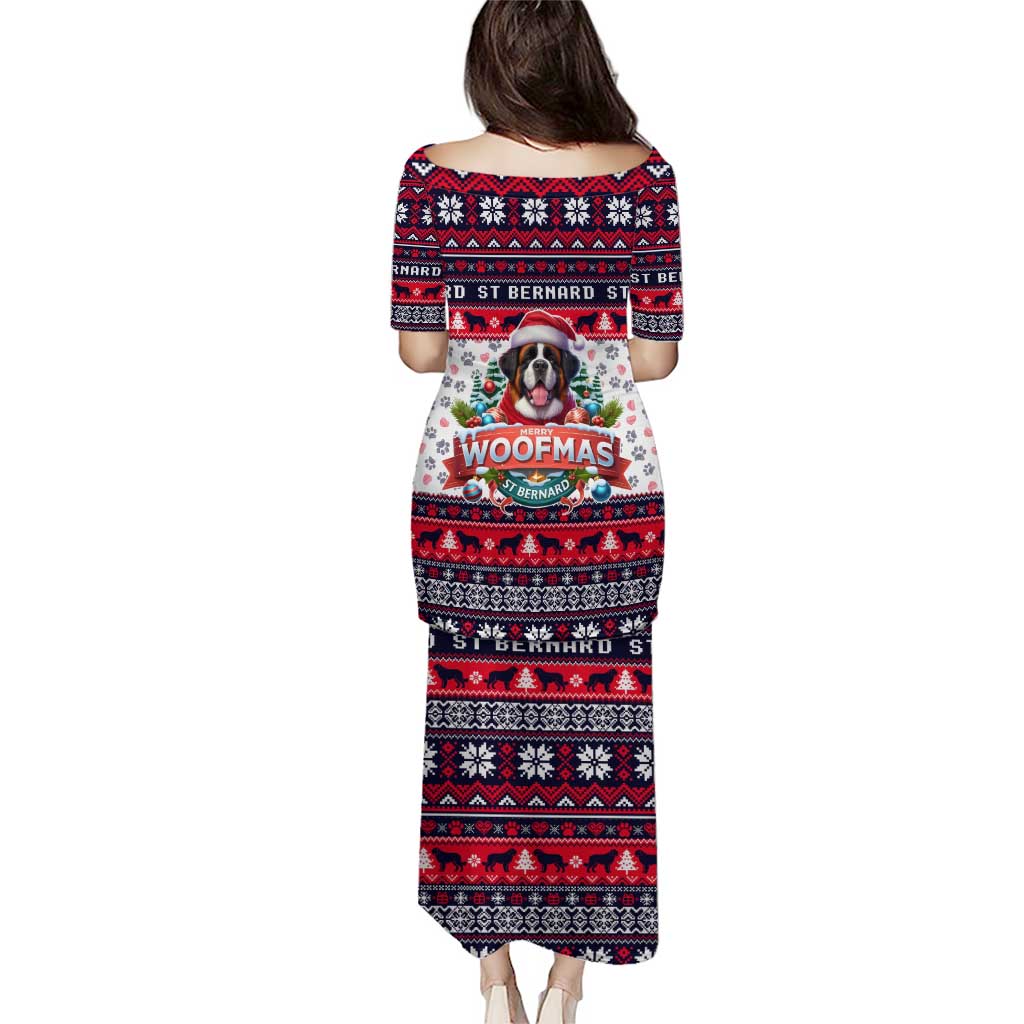 Saint Bernard Merry Woofmas Puletasi Christmas Dog Art Style - Wonder Print Shop