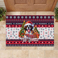 Saint Bernard Merry Woofmas Rubber Doormat Christmas Dog Art Style - Wonder Print Shop