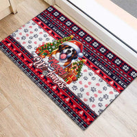 Saint Bernard Merry Woofmas Rubber Doormat Christmas Dog Art Style - Wonder Print Shop