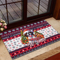 Saint Bernard Merry Woofmas Rubber Doormat Christmas Dog Art Style - Wonder Print Shop