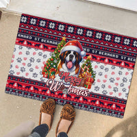 Saint Bernard Merry Woofmas Rubber Doormat Christmas Dog Art Style - Wonder Print Shop