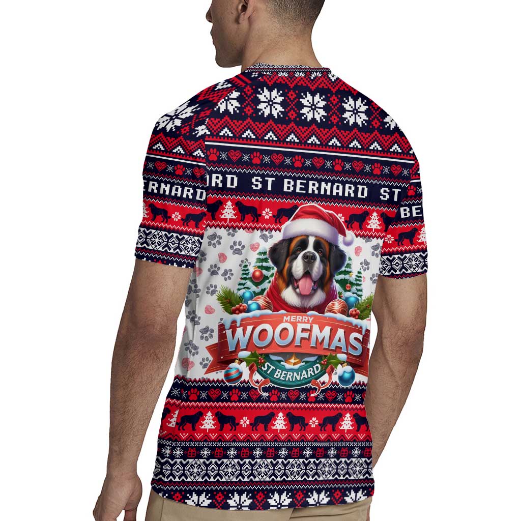 Saint Bernard Merry Woofmas Rugby Jersey Christmas Dog Art Style - Wonder Print Shop