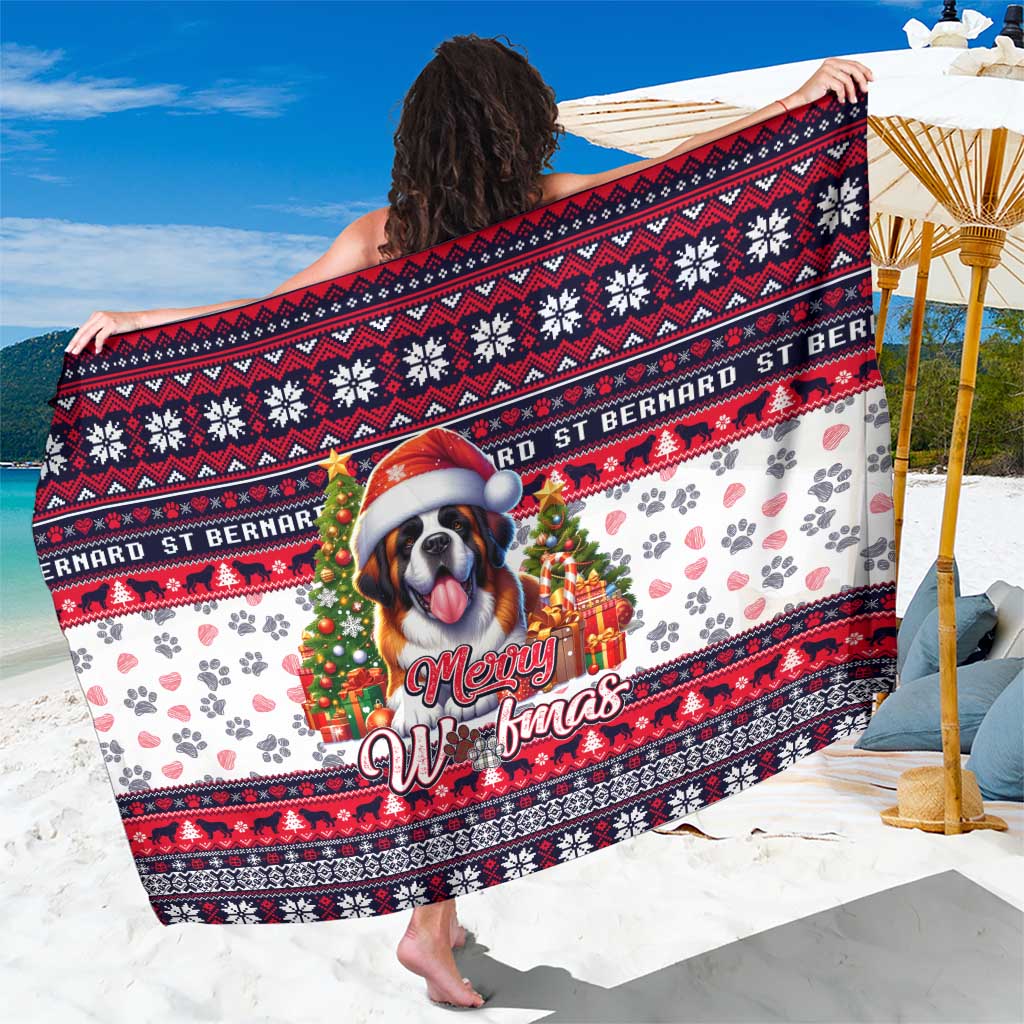 Saint Bernard Merry Woofmas Sarong Christmas Dog Art Style - Wonder Print Shop