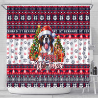 Saint Bernard Merry Woofmas Shower Curtain Christmas Dog Art Style