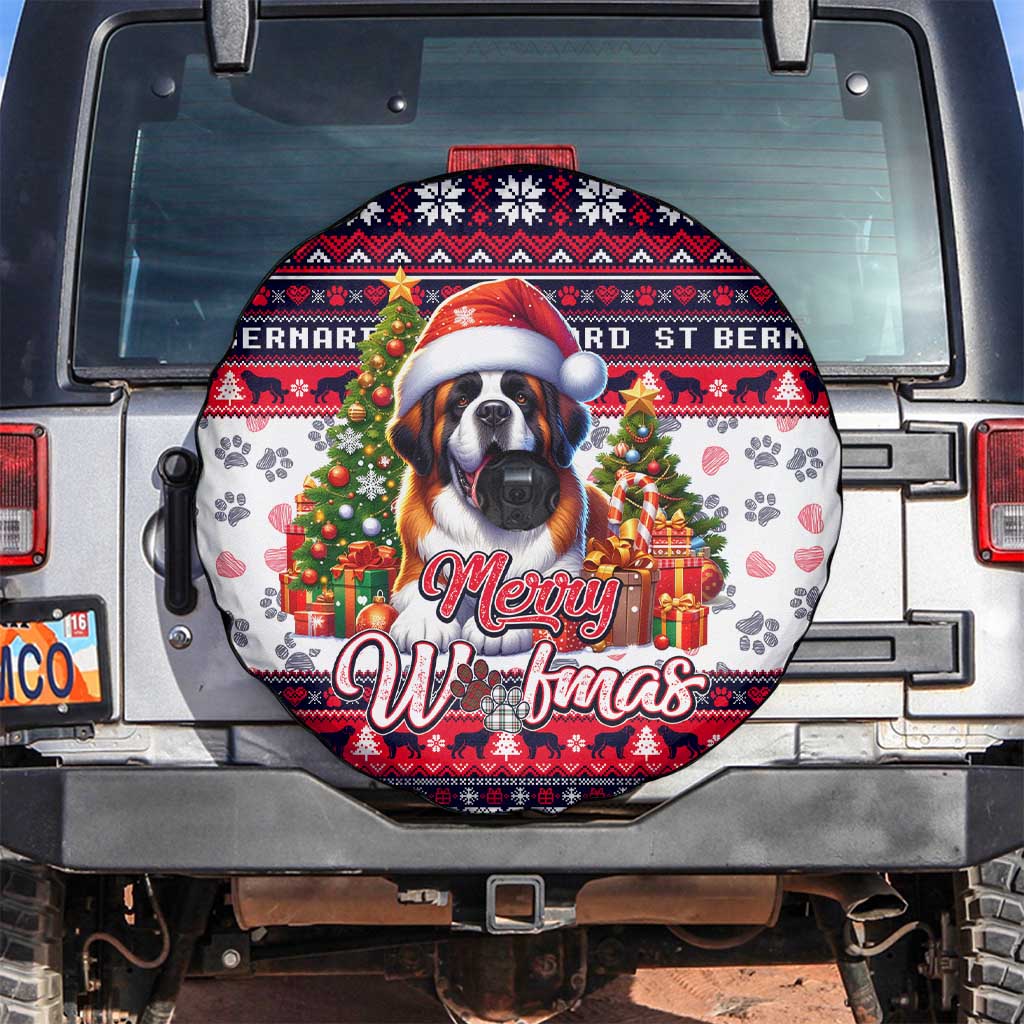 Saint Bernard Merry Woofmas Spare Tire Cover Christmas Dog Art Style - Wonder Print Shop