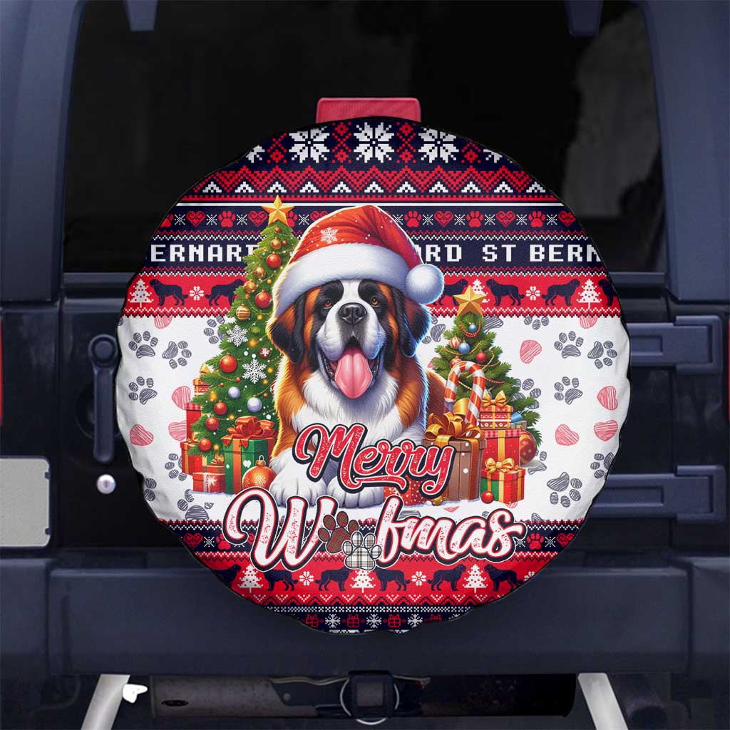 Saint Bernard Merry Woofmas Spare Tire Cover Christmas Dog Art Style - Wonder Print Shop