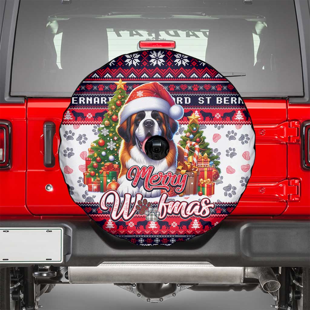 Saint Bernard Merry Woofmas Spare Tire Cover Christmas Dog Art Style - Wonder Print Shop