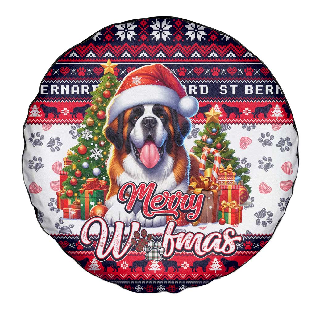 Saint Bernard Merry Woofmas Spare Tire Cover Christmas Dog Art Style - Wonder Print Shop