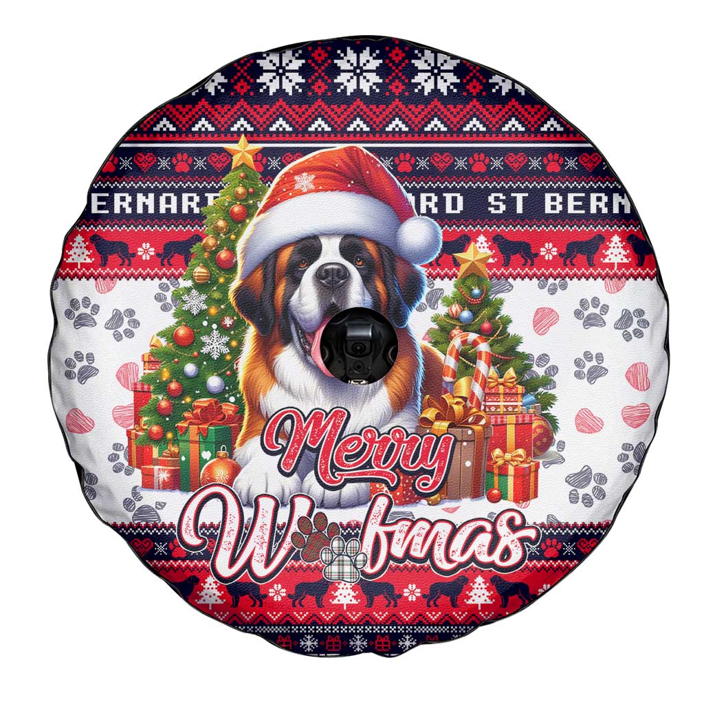 Saint Bernard Merry Woofmas Spare Tire Cover Christmas Dog Art Style - Wonder Print Shop