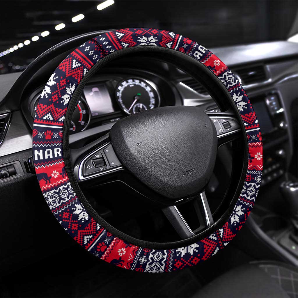 Saint Bernard Merry Woofmas Steering Wheel Cover Christmas Dog Art Style - Wonder Print Shop
