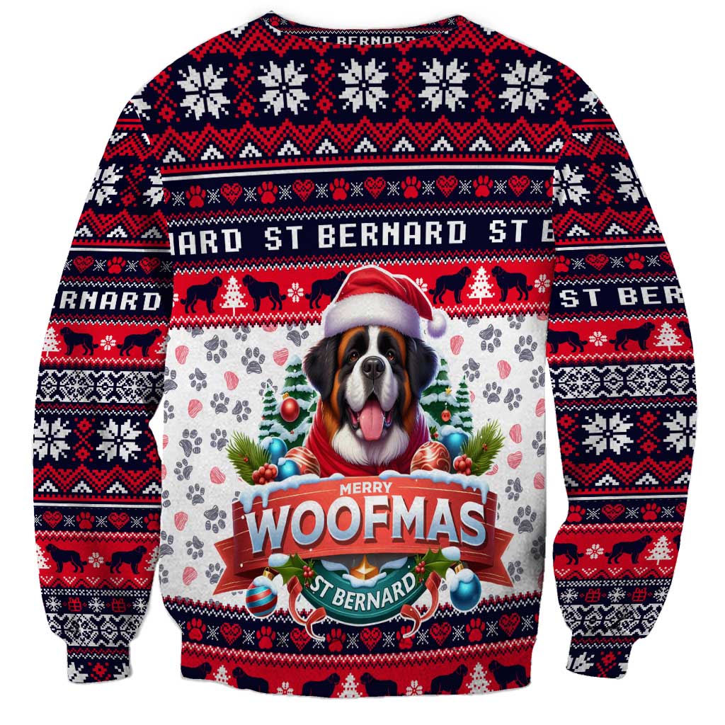 Saint Bernard Merry Woofmas Sweatshirt Christmas Dog Art Style - Wonder Print Shop