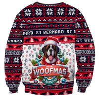 Saint Bernard Merry Woofmas Sweatshirt Christmas Dog Art Style - Wonder Print Shop
