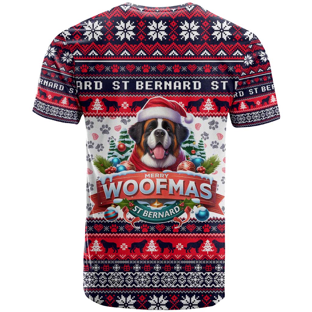 Saint Bernard Merry Woofmas T Shirt Christmas Dog Art Style - Wonder Print Shop