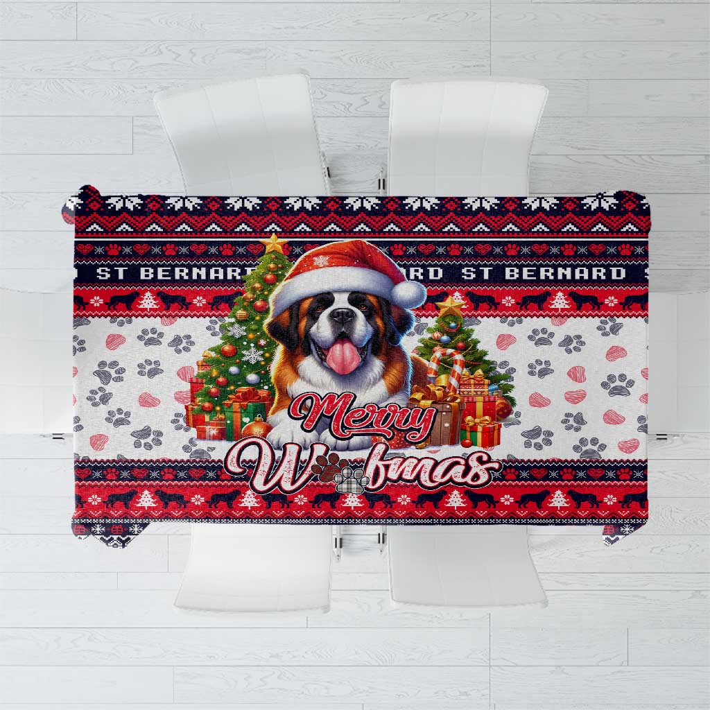 Saint Bernard Merry Woofmas Tablecloth Christmas Dog Art Style - Wonder Print Shop