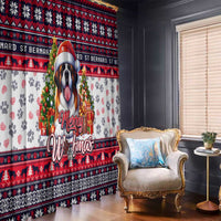 Saint Bernard Merry Woofmas Window Curtain Christmas Dog Art Style - Wonder Print Shop