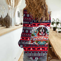 Saint Bernard Merry Woofmas Women Casual Shirt Christmas Dog Art Style - Wonder Print Shop