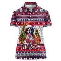 Saint Bernard Merry Woofmas Women Polo Shirt Christmas Dog Art Style - Wonder Print Shop