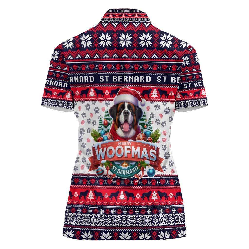 Saint Bernard Merry Woofmas Women Polo Shirt Christmas Dog Art Style - Wonder Print Shop