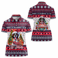 Saint Bernard Merry Woofmas Women Polo Shirt Christmas Dog Art Style - Wonder Print Shop