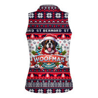 Saint Bernard Merry Woofmas Women Sleeveless Polo Shirt Christmas Dog Art Style - Wonder Print Shop