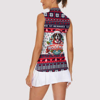 Saint Bernard Merry Woofmas Women Sleeveless Polo Shirt Christmas Dog Art Style - Wonder Print Shop