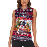 Saint Bernard Merry Woofmas Women Sleeveless Polo Shirt Christmas Dog Art Style - Wonder Print Shop