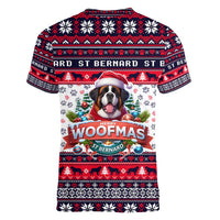 Saint Bernard Merry Woofmas Women V-Neck T-Shirt Christmas Dog Art Style - Wonder Print Shop