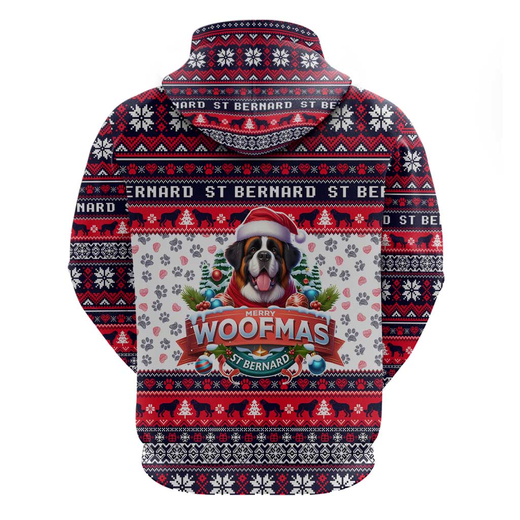 Saint Bernard Merry Woofmas Zip Hoodie Christmas Dog Art Style - Wonder Print Shop