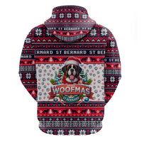 Saint Bernard Merry Woofmas Zip Hoodie Christmas Dog Art Style - Wonder Print Shop