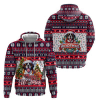 Saint Bernard Merry Woofmas Zip Hoodie Christmas Dog Art Style - Wonder Print Shop