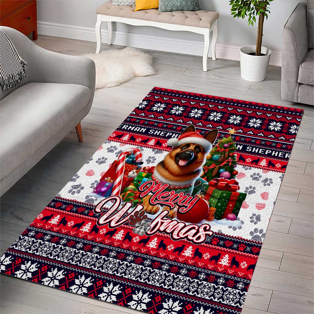 German Shepherd Merry Woofmas Area Rug Christmas Dog Art Style - Wonder Print Shop