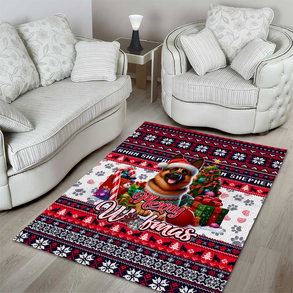 German Shepherd Merry Woofmas Area Rug Christmas Dog Art Style - Wonder Print Shop