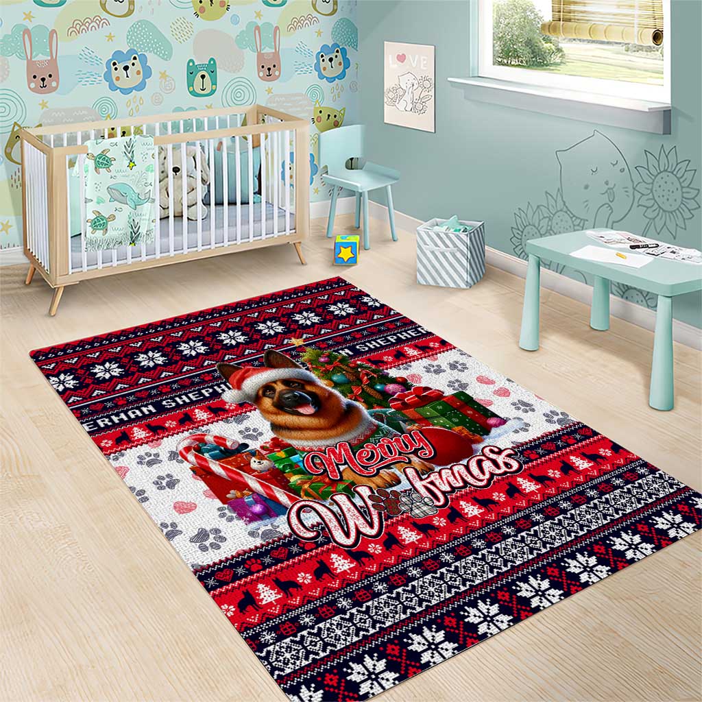 German Shepherd Merry Woofmas Area Rug Christmas Dog Art Style - Wonder Print Shop