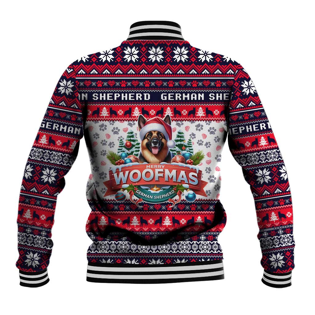 German Shepherd Merry Woofmas Baseball Jacket Christmas Dog Art Style - Wonder Print Shop