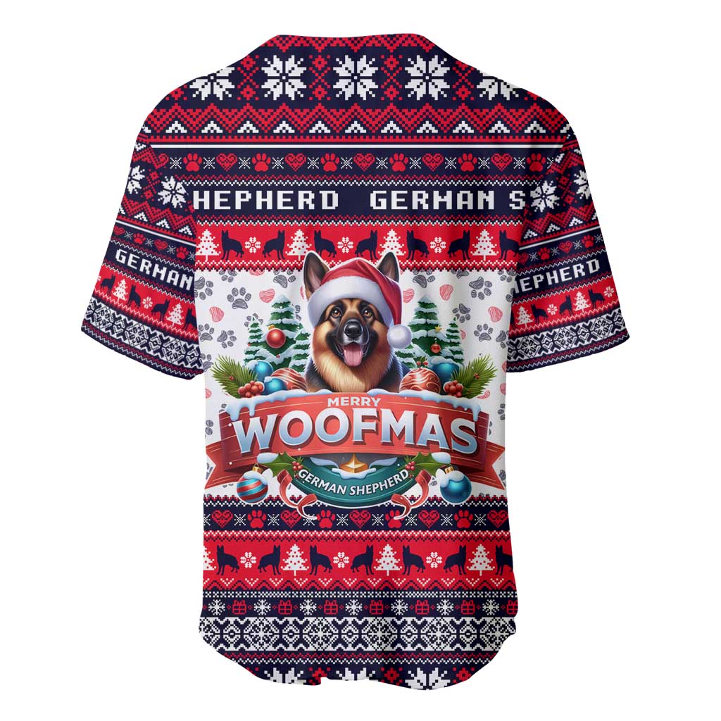 German Shepherd Merry Woofmas Baseball Jersey Christmas Dog Art Style - Wonder Print Shop