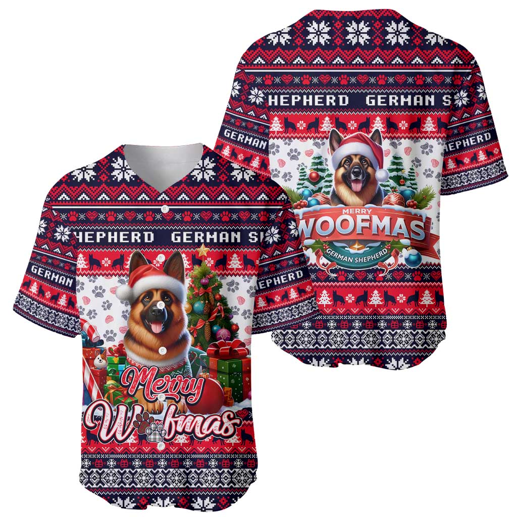 German Shepherd Merry Woofmas Baseball Jersey Christmas Dog Art Style - Wonder Print Shop