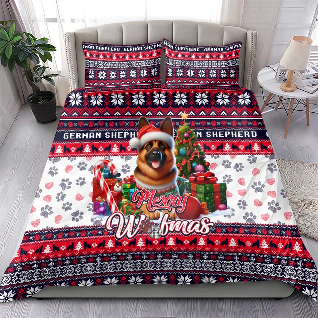 German Shepherd Merry Woofmas Bedding Set Christmas Dog Art Style - Wonder Print Shop