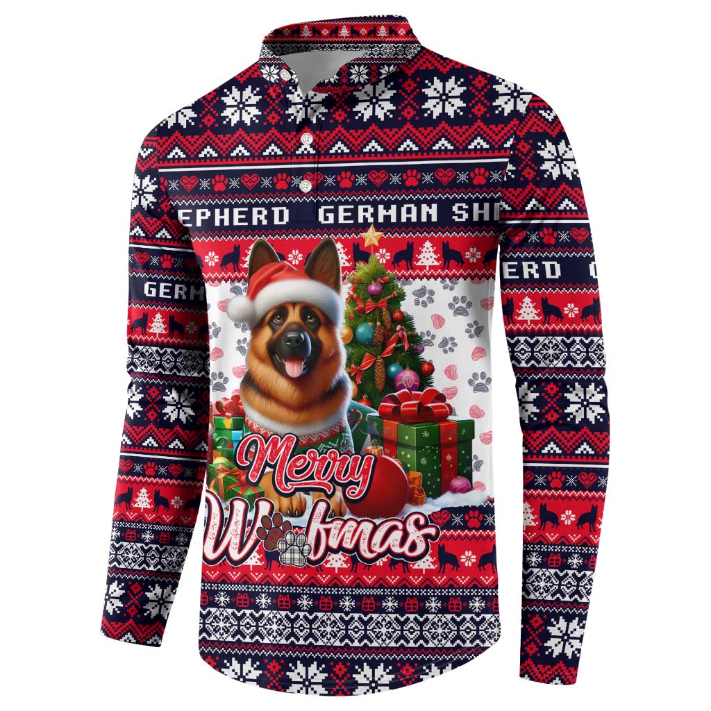 German Shepherd Merry Woofmas Button Sweatshirt Christmas Dog Art Style - Wonder Print Shop