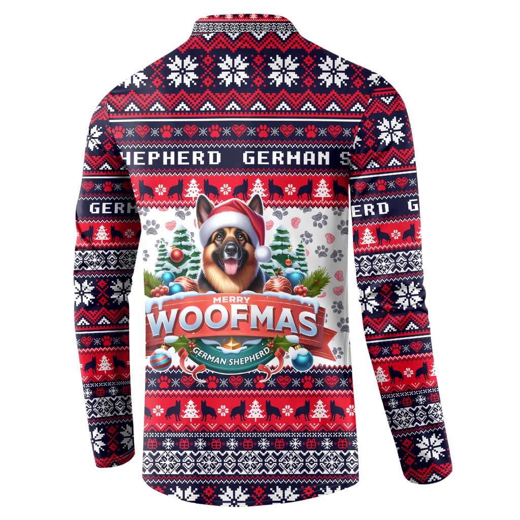 German Shepherd Merry Woofmas Button Sweatshirt Christmas Dog Art Style - Wonder Print Shop