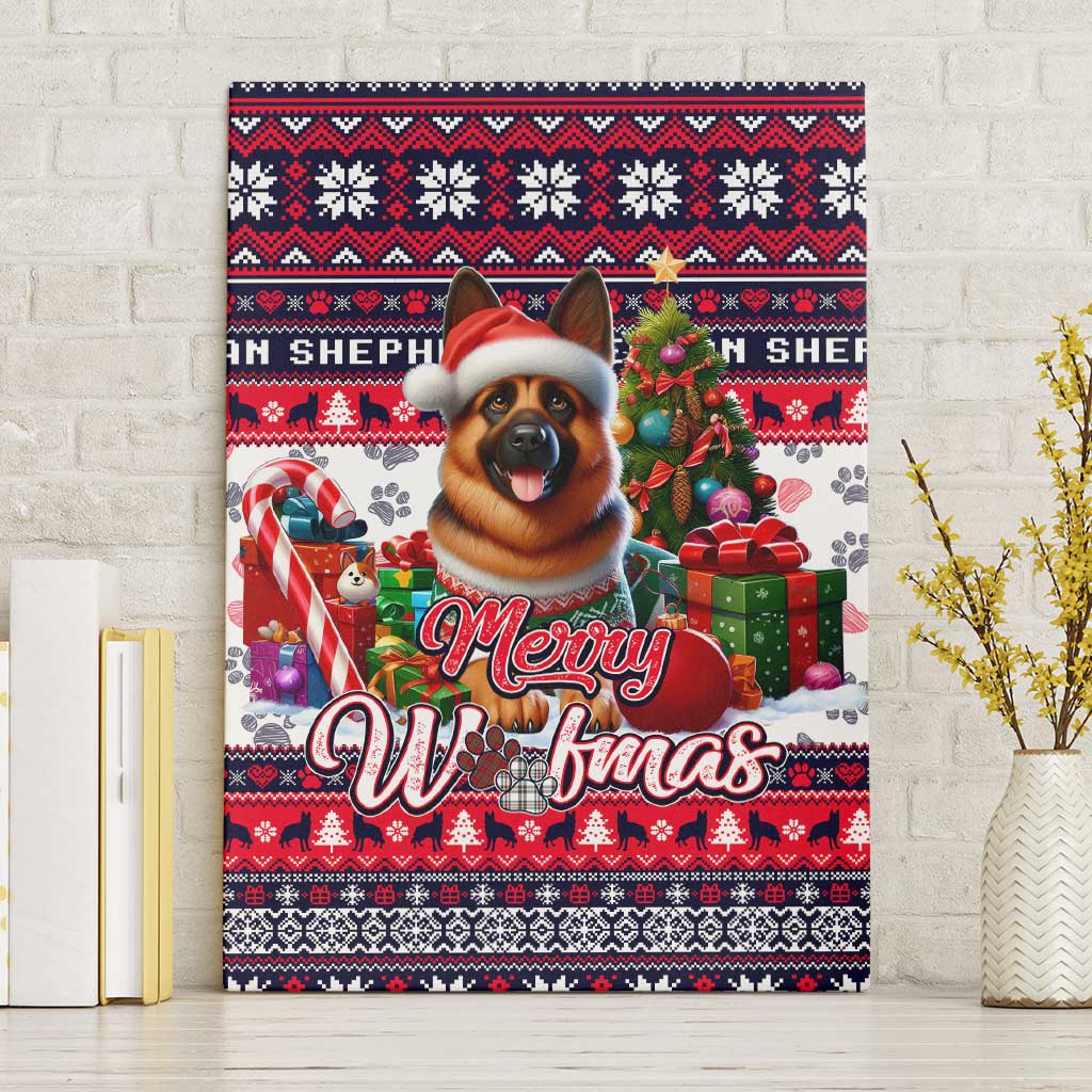 German Shepherd Merry Woofmas Canvas Wall Art Christmas Dog Art Style - Wonder Print Shop
