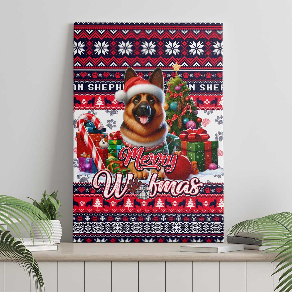 German Shepherd Merry Woofmas Canvas Wall Art Christmas Dog Art Style - Wonder Print Shop