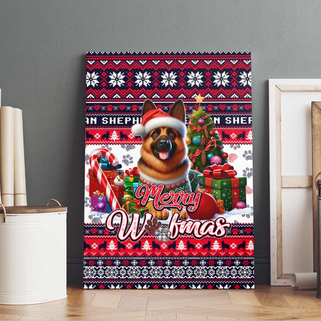 German Shepherd Merry Woofmas Canvas Wall Art Christmas Dog Art Style - Wonder Print Shop
