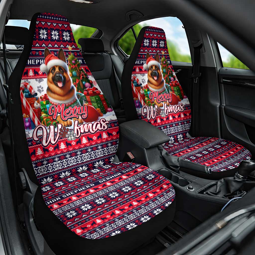 German Shepherd Merry Woofmas Car Seat Cover Christmas Dog Art Style - Wonder Print Shop