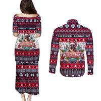 German Shepherd Merry Woofmas Couples Matching Puletasi and Long Sleeve Button Shirt Christmas Dog Art Style - Wonder Print Shop