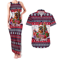 German Shepherd Merry Woofmas Couples Matching Tank Maxi Dress and Hawaiian Shirt Christmas Dog Art Style - Wonder Print Shop