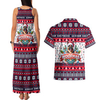 German Shepherd Merry Woofmas Couples Matching Tank Maxi Dress and Hawaiian Shirt Christmas Dog Art Style - Wonder Print Shop