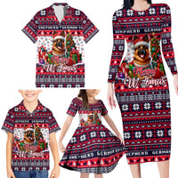 German Shepherd Merry Woofmas Family Matching Long Sleeve Bodycon Dress and Hawaiian Shirt Christmas Dog Art Style - Wonder Print Shop